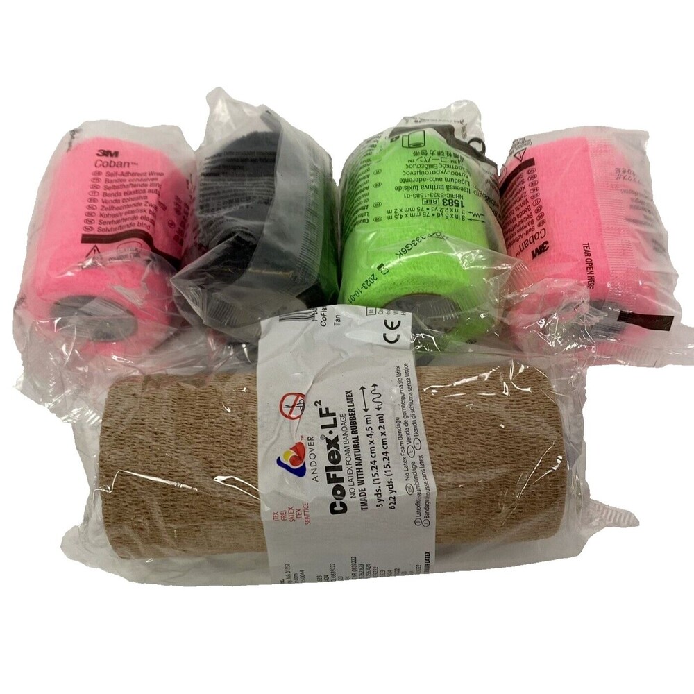 Andover Coflex LF 6"x5yrds (1pc) and 3M Coban  3"x5yrds (4pcs) Cohesive Bondages